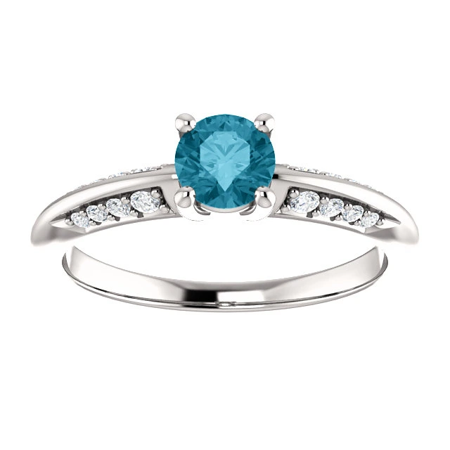 Inel de logodna din Aur 18k sau Platina cu Diamant Albastru si Diamante - model i122701