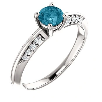 Inel de logodna din Aur 18k sau Platina cu Diamant Albastru si Diamante - model i122701