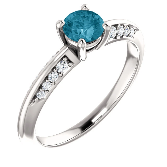 Inel de logodna din Aur 18k sau Platina cu Diamant Albastru si Diamante - model i122701
