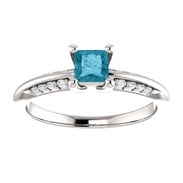 Inel de logodna din Aur 18k sau Platina cu Diamant Albastru si Diamante - model i122701