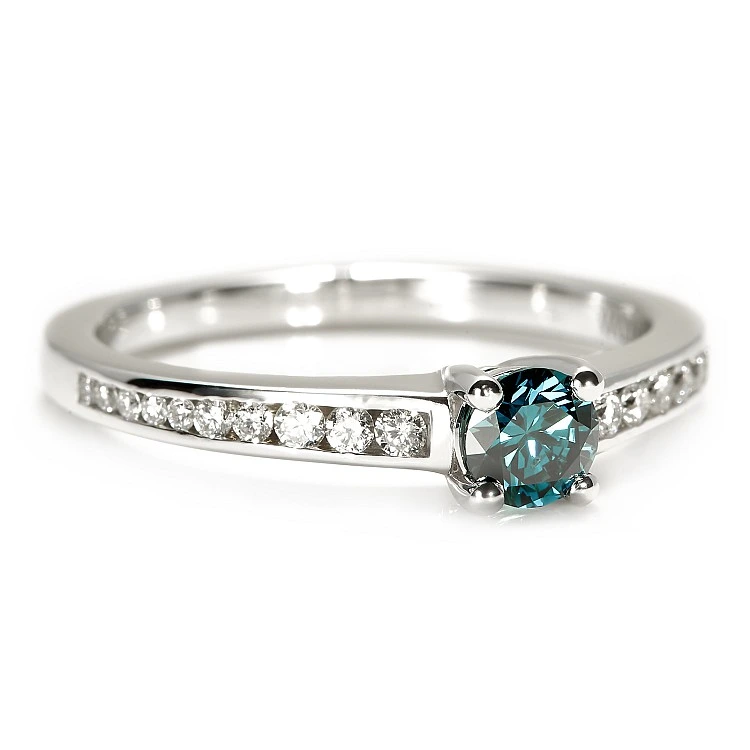 Inel Cadou din Aur 18k sau Platina cu Diamant Albastru si Diamante - model i122866