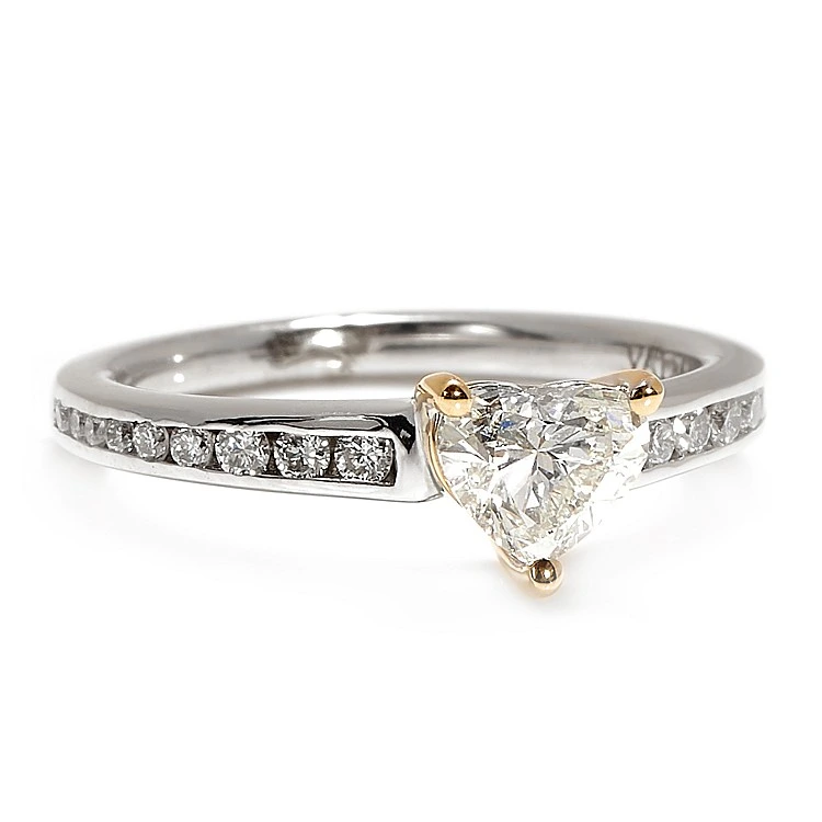 Inel de logodna SideStone din Aur 18k sau Platina cu Diamant Heart Certificat GIA 1.00ct - model i122866