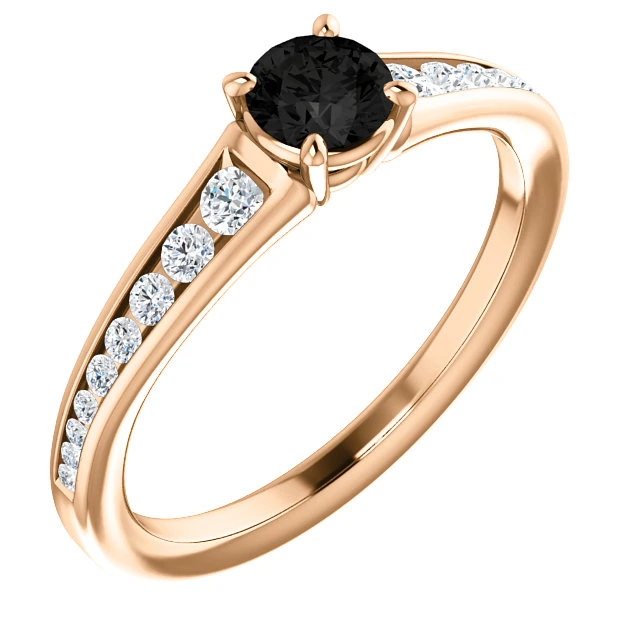 Inel de logodna din Aur 18k sau Platina cu Diamant Negru si Diamante - model i122866