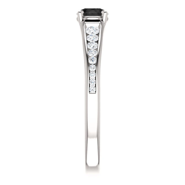 Inel de logodna din Aur 18k sau Platina cu Diamant Negru si Diamante - model i122866
