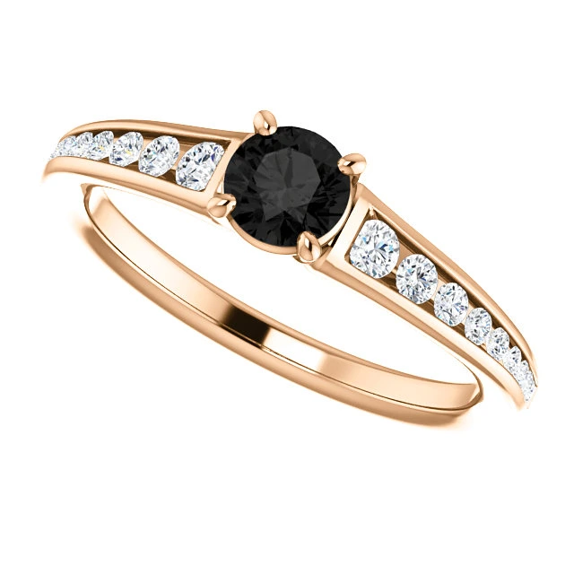 Inel de logodna din Aur 18k sau Platina cu Diamant Negru si Diamante - model i122866