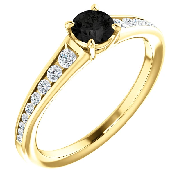 Inel de logodna din Aur 18k sau Platina cu Diamant Negru si Diamante - model i122866