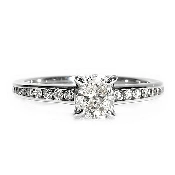 Inel de logodna SideStone din Aur 18k sau Platina cu Diamant Cushion Certificat GIA 1.00ct - model i122866