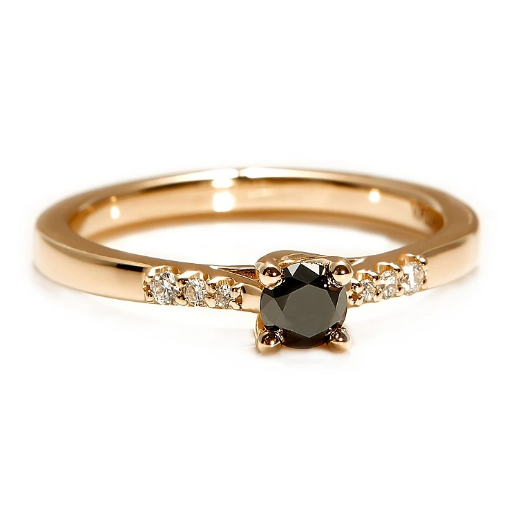 Inel de logodna din Aur 18k sau Platina cu Diamant Negru si Diamante Incolore - model i123001