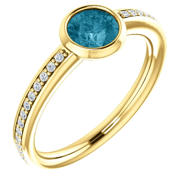 Inel de logodna din Aur 18k sau Platina cu Diamant Albastru si Diamante - model i71646