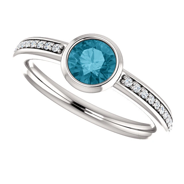 Inel de logodna din Aur 18k sau Platina cu Diamant Albastru si Diamante - model i71646