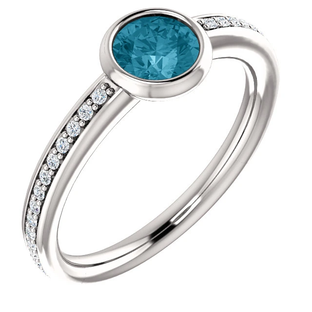 Inel de logodna din Aur 18k sau Platina cu Diamant Albastru si Diamante - model i71646