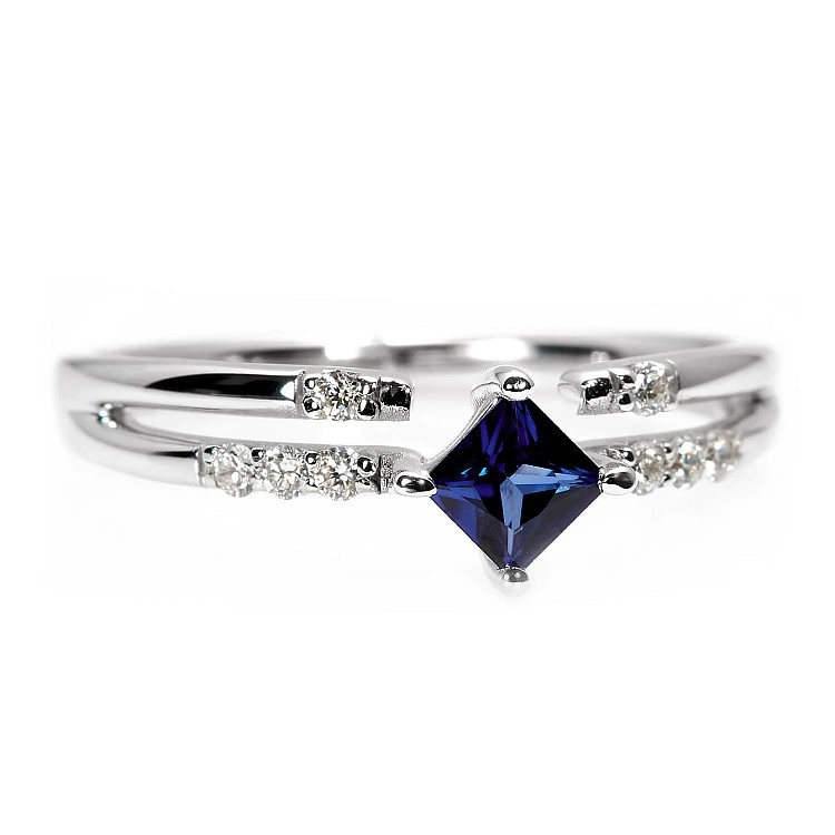 Inel de logodna din Aur 18k sau Platina cu Safir si Diamante - model i882