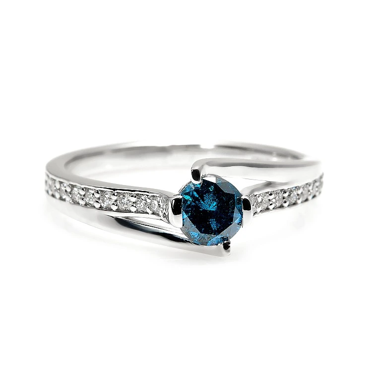 Inel de logodna din Aur cu Diamant Albastru si Diamante - model i1803