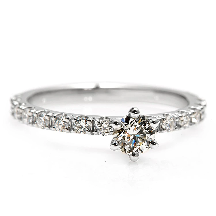 Inel de logodna din Aur 18K cu Diamant Rotund Certificat GIA si Diamante secundare - model i1869