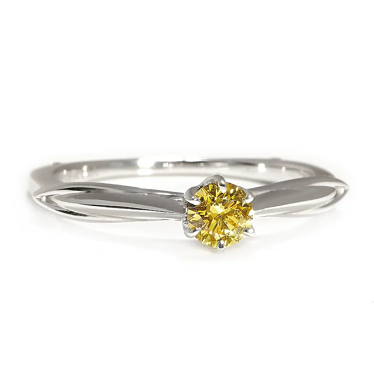 Inel de Logodna Solitaire din Aur Alb 18K cu Diamant Galben Lab Grown Certificat IGI - model i2718