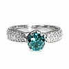 Inel de logodna Sidestone din Aur Alb 18k cu Diamant 1.00ct Albastru si Diamante Incolore - model i2764
