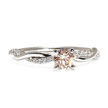 Inel de Logodnă Side-Stone din Aur Alb 18K cu Diamant Central Roz Lab Grown Certificat IGI - model i4644