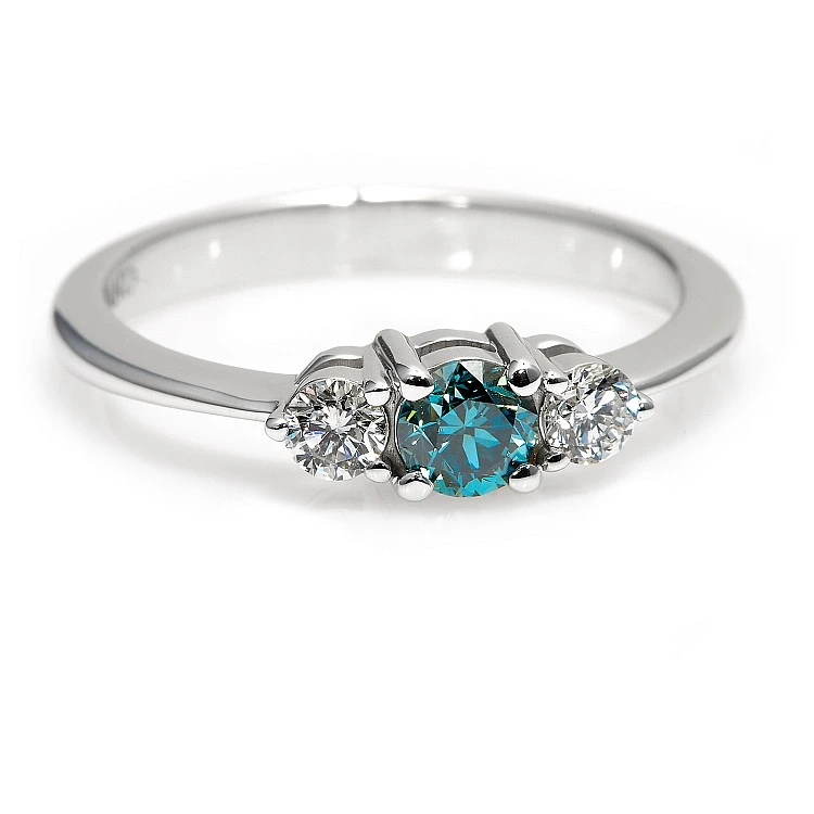 Inel de logodna din Aur 18k sau Platina cu Diamant Albastru si Diamante - model i2748