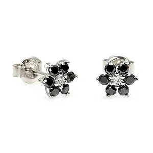 Cercei din Aur cu diamante incolore si diamante negre - model c652