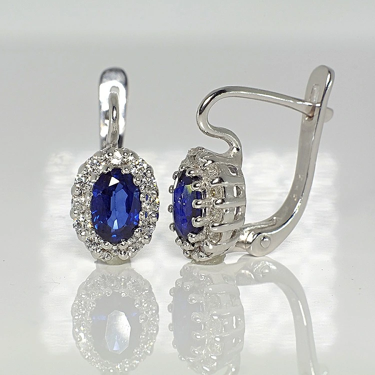 Cercei din Aur cu Safire si Diamante - model c072