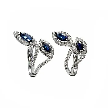 Cercei Fashion din Aur cu Safire Marquise si Diamante - model c3643