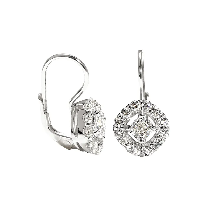 Cercei Anturaj din Aur cu Diamante Cushion Certificate GIA 0.60ct - 0.80ct - model Elva