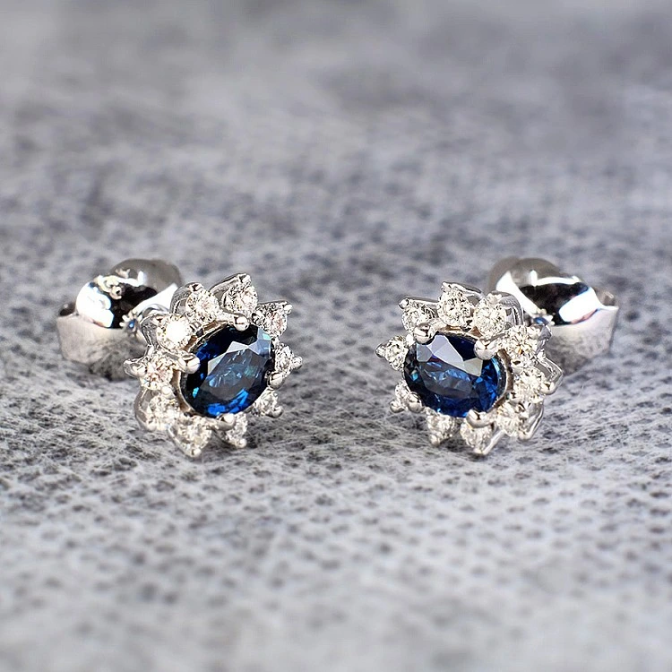 Cercei din Aur cu Safire si Diamante - model c042006