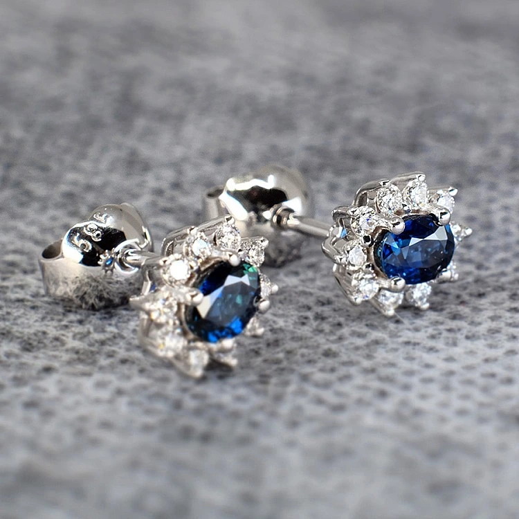 Cercei din Aur cu Safire si Diamante - model c042006