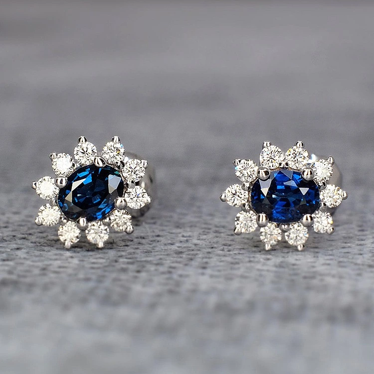 Cercei din Aur cu Safire si Diamante - model c042006