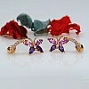 Cercei din Aur Design Fluture cu Safire, Ametiste si Diamante - model c1174