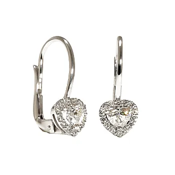 Cercei din Aur Alb 18K cu Diamante Inima Certificate GIA - model c1866