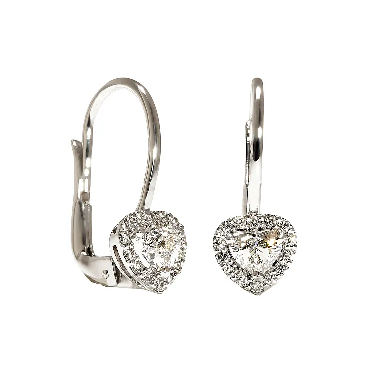 Cercei din Aur Alb 18K cu Diamante Inima Certificate GIA - model c1866