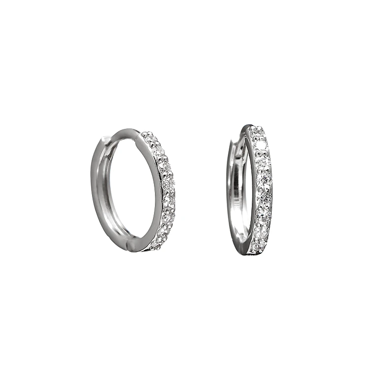 Cercei Rotunzi Mici din Aur Alb 18k cu Diamante Naturale - model c1951