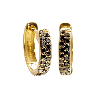 Cercei Huggie din Aur Galben 14k cu Diamante Negre - model c3127