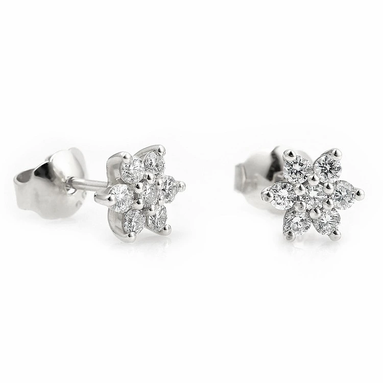 Cercei din aur fulg de nea cu diamante - model c652