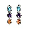 Cercei Fashion din Aur cu Pietre Colorate, Topaz Ametist Citrin si Diamante - model c3899