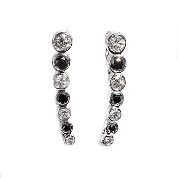 Cercei Ear Climber din Aur Alb 14k cu Diamante Incolore si Negre - model c4570