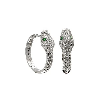Cercei model Sarpe din Aur cu Diamante Incolore si Smaralde - model c4589