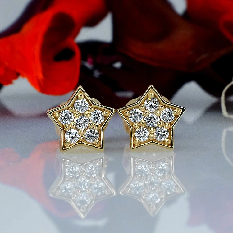 Cercei Stea din Aur sau Platina cu Diamante - model c536