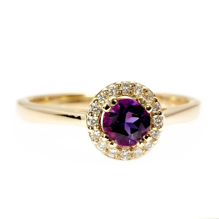 Inel Cadou din Aur sau Platina cu Ametist si Diamante - model i030