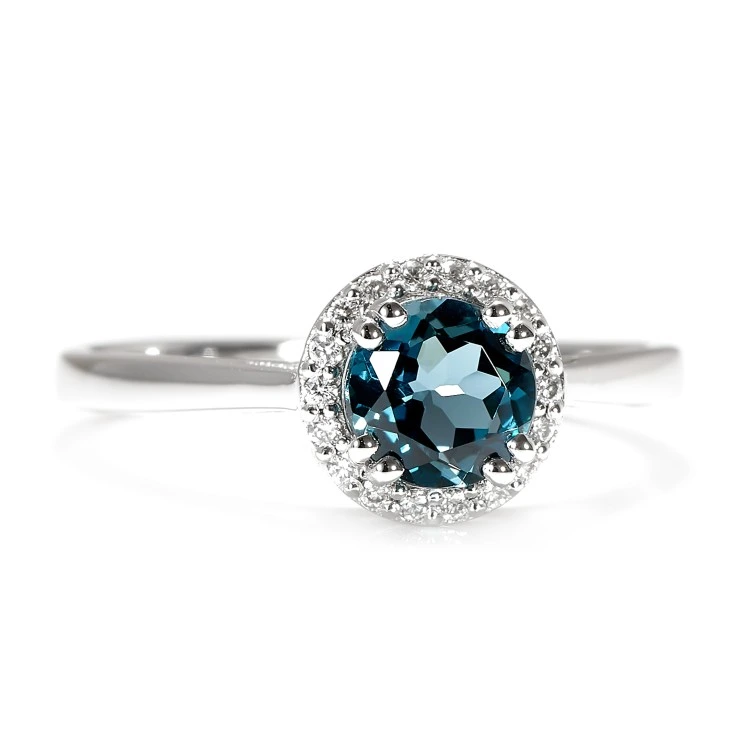 Inel Cadou din Aur cu Topaz si Diamante Incolore - model i030