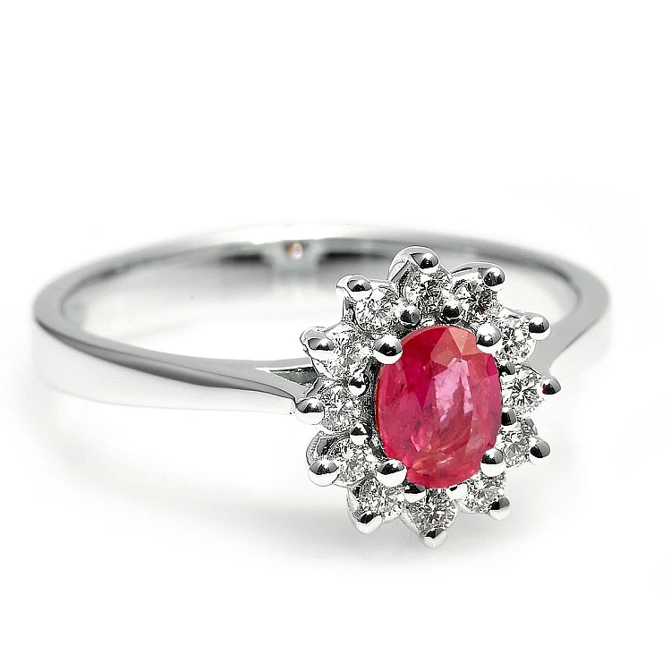 Inel de Logodna din Aur 18k sau Platina cu Rubin si Diamante - model i042