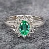 Inel de logodna din Aur 18k sau Platina cu Smarald si Diamante - model i042006