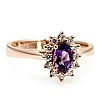 Inel Cadou Kate Middleton din Aur sau Platina cu Ametist si Diamante - model i055