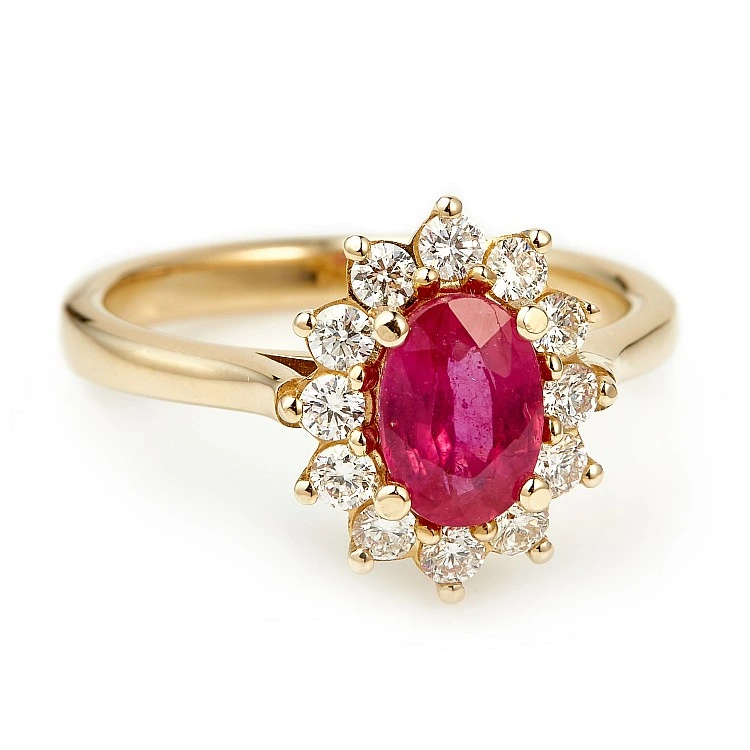 Inel de Logodna din Aur 18k sau Platina cu Rubin si Diamante - model i055