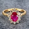 Inel de Logodna din Aur 18k sau Platina cu Rubin si Diamante - model i055