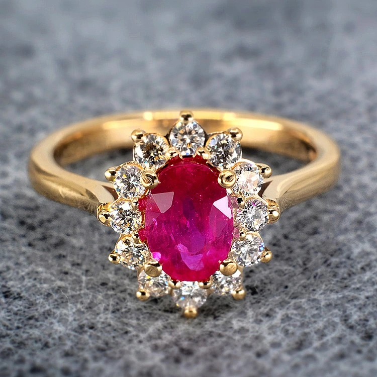 Inel de Logodna din Aur 18k sau Platina cu Rubin si Diamante - model i055