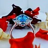 Inel Cadou din Aur sau Platina cu Topaz Swiss Blue si Diamante - model i1167
