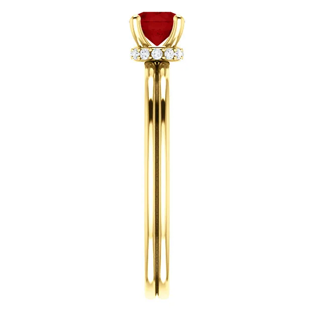 Inel de logodna din Aur cu Rubin si Diamante - model 122059