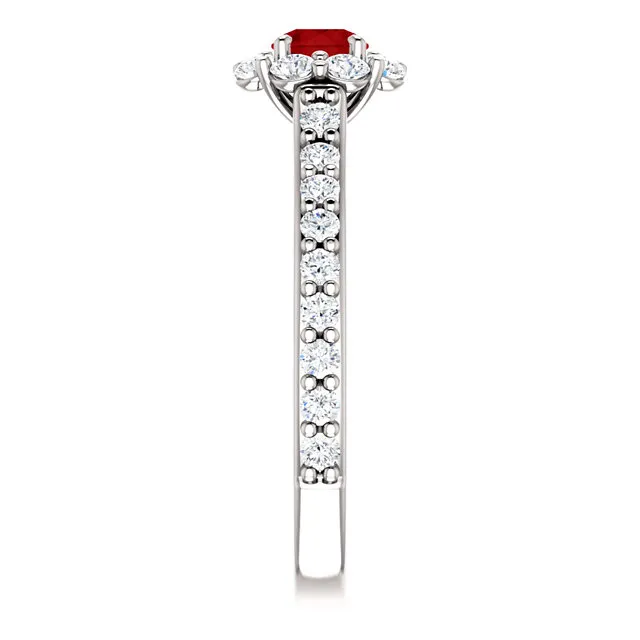 Inel de logodna din Aur 18k sau Platina cu Rubin si Diamante - model i122092
